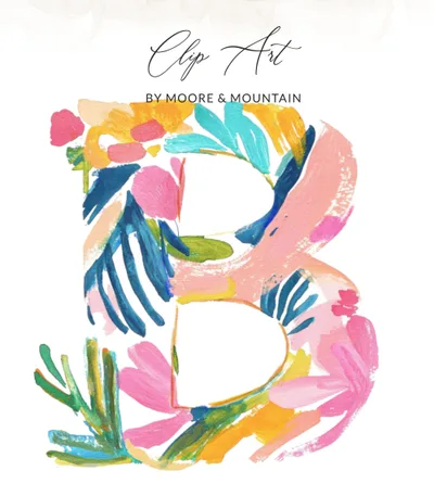 Vibrant Watercolor Preppy Letter B Digital Clipart, Tropical Floral Alphabet PNG, Painterly Neon SVG, Y2K Girly Boutique Graphic, Instant