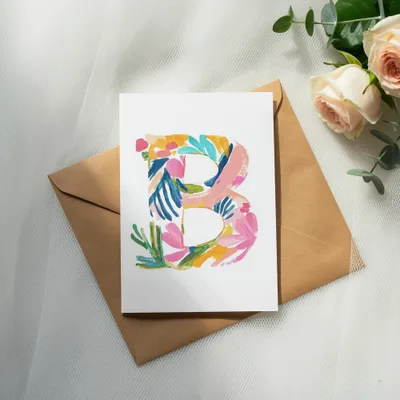 Vibrant Watercolor Preppy Letter B Digital Clipart, Tropical Floral Alphabet PNG, Painterly Neon SVG, Y2K Girly Boutique Graphic, Instant