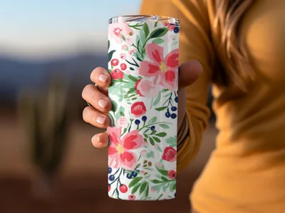 Floral Pattern Insulated Tumbler for Hot and Cold Drinks