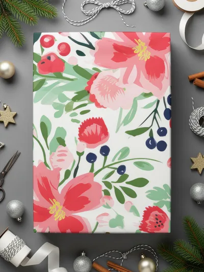 Festive Floral Design Wrapping Paper for All Occasions