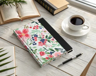 Floral and Berry Pattern Hardcover Journal Notebook
