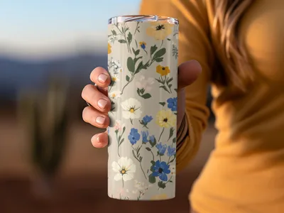 Floral Print Insulated Travel Tumbler Drinkware