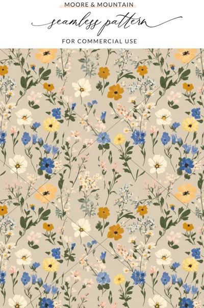 Colorful Floral Seamless Pattern for Commercial Use