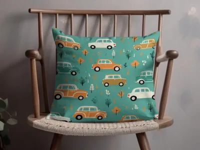 Vintage Car Pattern Digital Paper, Teal, Orange, Retro Vehicles, Scrapbooking Paper, Kids Fabric Design, Car Lover Gift, Digital Download - Moore and Mountain