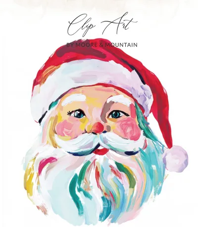 Vintage Painted Santa PNG Digital Download, Colorful Christmas Clipart, Whimsical Retro Santa Claus Art for Holiday Sublimation & Crafts