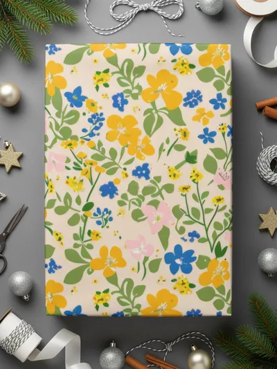 Colorful Floral Pattern Gift Wrapping Paper Product