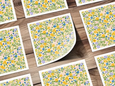 Vibrant Floral Pattern Design for Sticker or Decor
