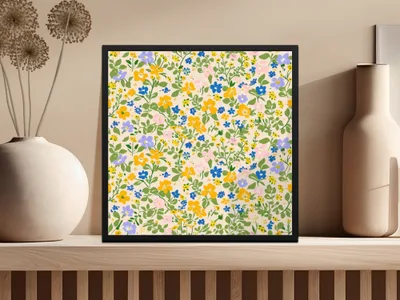 Colorful Floral Pattern Wall Art Print for Home Decor