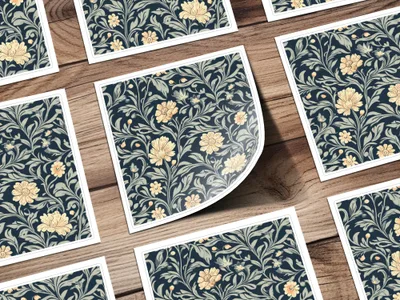 Vintage William Morris Seamless Pattern Blue Gold Digital - Moore and Mountain