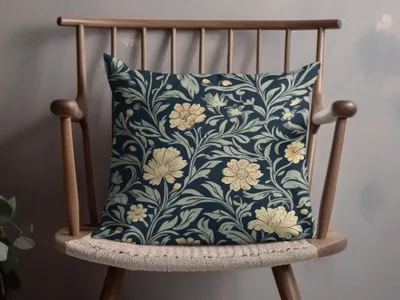 Vintage William Morris Seamless Pattern Blue Gold Digital - Moore and Mountain