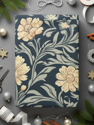 Vintage William Morris Seamless Pattern Blue Gold Digital - Moore and Mountain