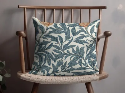 Vintage William Morris Vines Print, Seamless Background Blue Orange Digital - Moore and Mountain