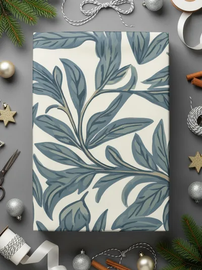 Vintage William Morris Vines Print, Seamless Background Blue Orange Digital - Moore and Mountain