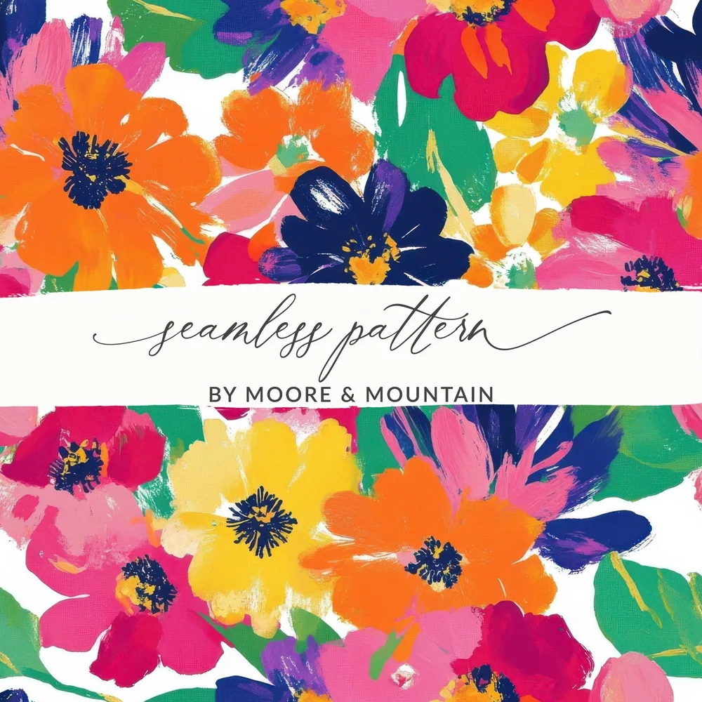 Bold Blooms Seamless Bright Painted Gouache Daisy Background - Moore and Mountain