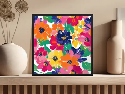 Bold Blooms Seamless Bright Painted Gouache Daisy Background - Moore and Mountain