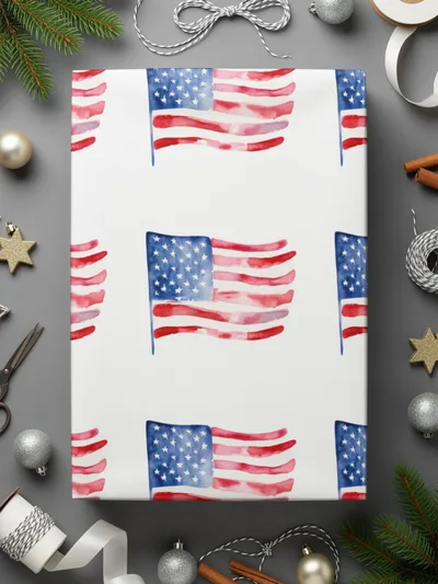 Watercolor American Flag Seamless Pattern Digital Paper, Patriotic Print, USA Fabric Design, July 4th Digital Download, Scrapbook Paper - Moore and Mountain