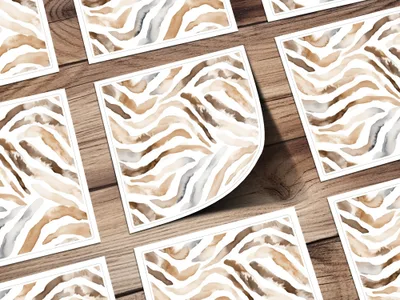 Watercolor Animal Print Digital Download, Seamless Animal Skin Pattern, Brown Tan Zebra Stripes, Two Scale JPEG Files - Moore and Mountain