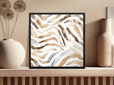 Watercolor Animal Print Digital Download, Seamless Animal Skin Pattern, Brown Tan Zebra Stripes, Two Scale JPEG Files - Moore and Mountain