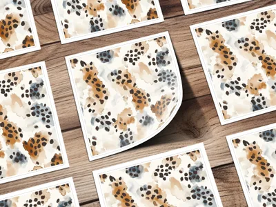 Watercolor Animal Print, Digital Paper, Seamless Pattern, Cheetah Spots, Boho Pattern, Brown Beige Blue Design, Digital Download - Moore and Mountain