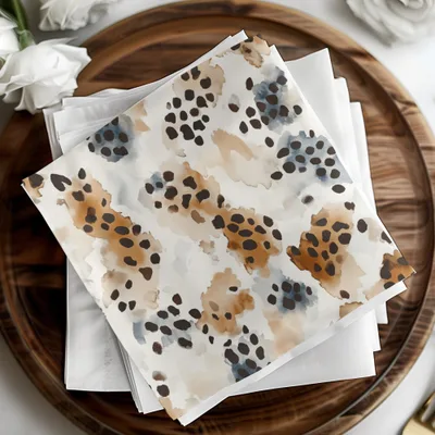 Watercolor Animal Print, Digital Paper, Seamless Pattern, Cheetah Spots, Boho Pattern, Brown Beige Blue Design, Digital Download - Moore and Mountain