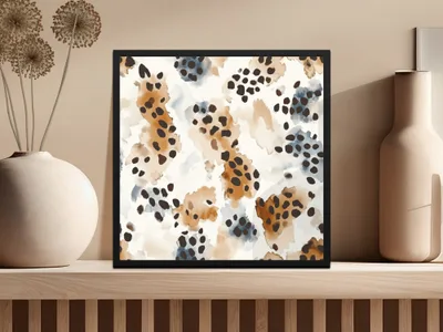 Watercolor Animal Print, Digital Paper, Seamless Pattern, Cheetah Spots, Boho Pattern, Brown Beige Blue Design, Digital Download - Moore and Mountain