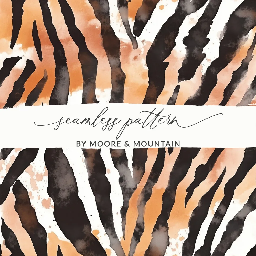 Watercolor Animal Print Digital Paper, Zebra Stripes Seamless Pattern, Animal Skin Texture, Watercolor Art, Digital Download, JPEG - Moore and Mountain