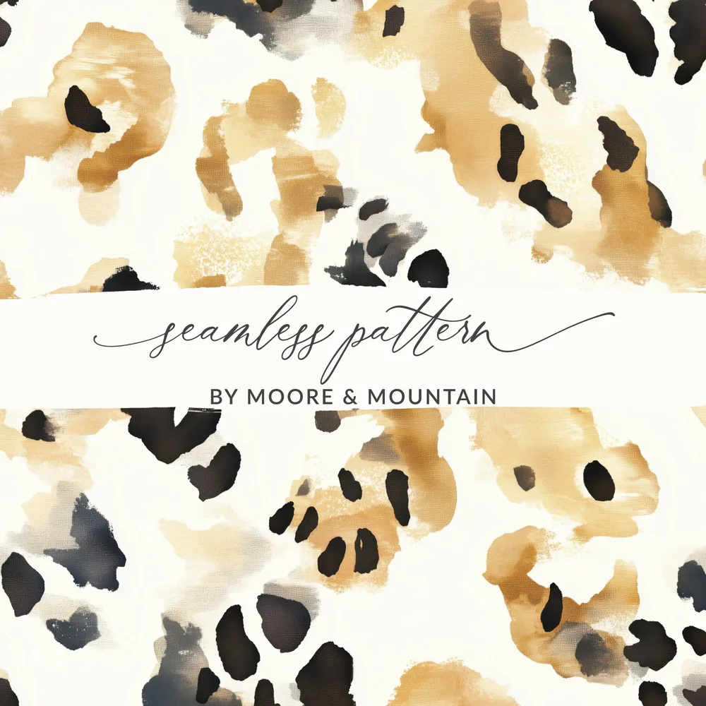 Watercolor Animal Print, Leopard Spots Digital Paper, Seamless Animal Pattern, Cheetah Print Texture, Animal Skin Download, JPEG Files - Moore and Mountain