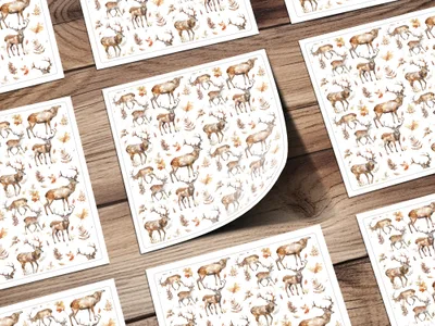 Rustic Watercolor Deer Wildlife Design Print Product
