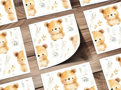 Watercolor Bear Seamless Pattern Digital Paper, Cute Animal Illustration, Neutral Nursery Art, 12x12 JPEG Digital Files - Moore and Mountain
