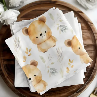 Watercolor Bear Seamless Pattern Digital Paper, Cute Animal Illustration, Neutral Nursery Art, 12x12 JPEG Digital Files - Moore and Mountain