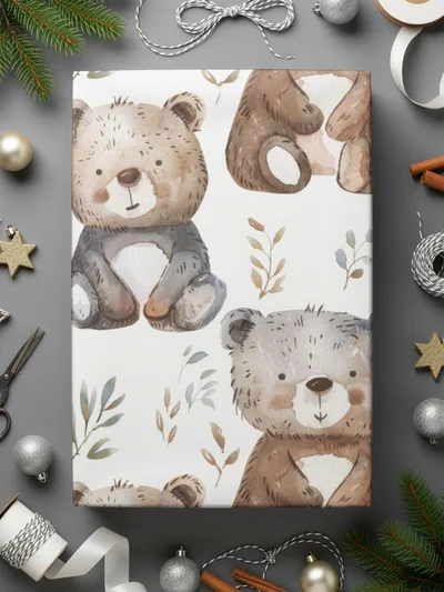 Watercolor Bear Seamless Pattern Digital Paper, Nursery Decor, Cute Bear Repeat Pattern, Baby Shower Fabric Design, Scrapbooking Paper - Moore and Mountain