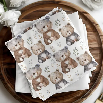 Watercolor Bear Seamless Pattern Digital Paper, Nursery Decor, Cute Bear Repeat Pattern, Baby Shower Fabric Design, Scrapbooking Paper - Moore and Mountain