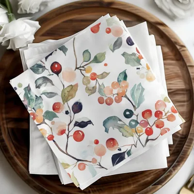 Watercolor Berries Digital Paper, Seamless Pattern, Fall Foliage Design, Printable Fabric Design, Scrapbook Paper, Berries, Autumn Theme - Moore and Mountain