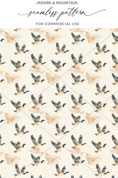 Flying Ducks Seamless Pattern for Commercial Use