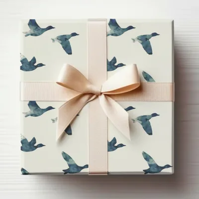 Elegant Gift Box with Blue Birds Pattern Design