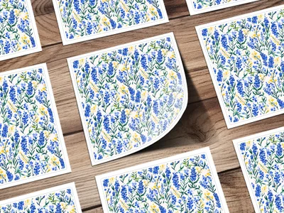 Beautiful Blue and Yellow Floral Pattern Sticker Sheets