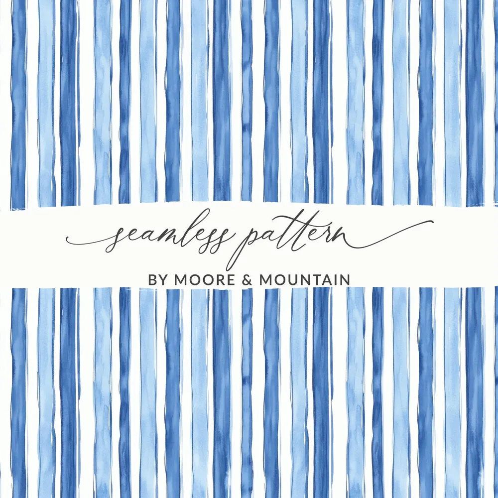 Watercolor Blue Stripes Texture Pattern Seamless Surface Digital - Moore and Mountain