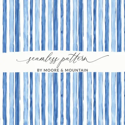 Watercolor Blue Stripes Texture Pattern Seamless Surface Digital
