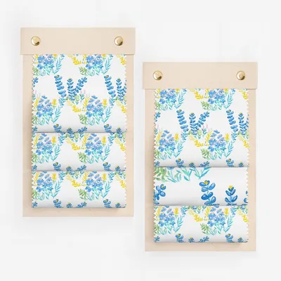 Blue and Yellow Floral Patterned Roman Blind
