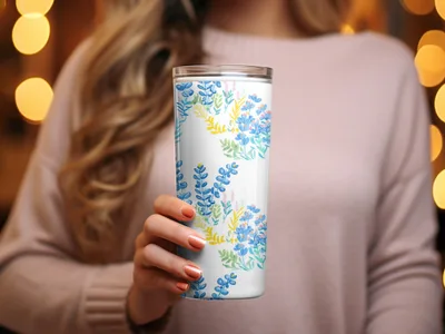 Floral Patterned Travel Tumbler for Hot and Cold Drinks