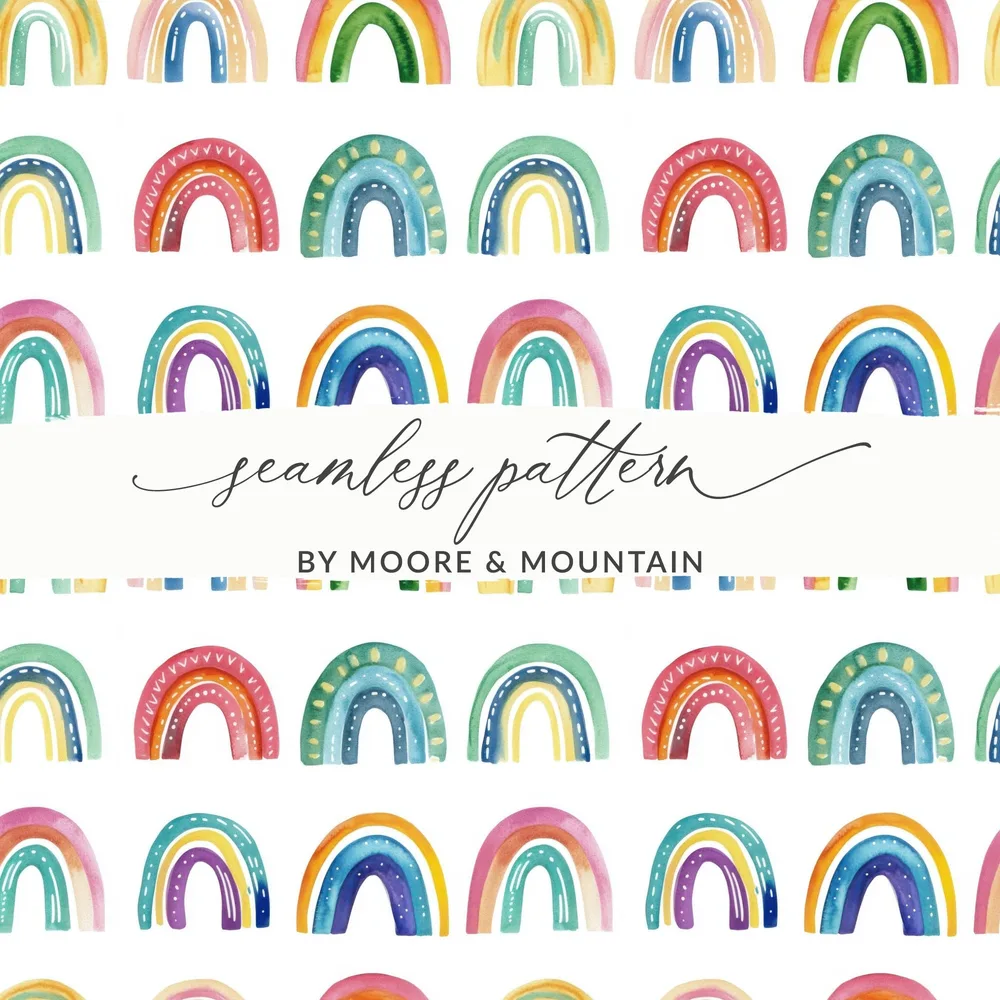 Colorful Rainbow Seamless Pattern by Moore & Mountain