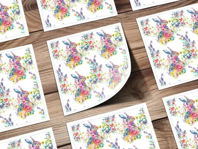 Watercolor Bunny Seamless Pattern, Floral Rabbit Design, Springtime Digital Paper, Easter Digital Download, Animal Illustration Art