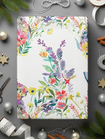 Watercolor Bunny Seamless Pattern, Floral Rabbit Design, Springtime Digital Paper, Easter Digital Download, Animal Illustration Art