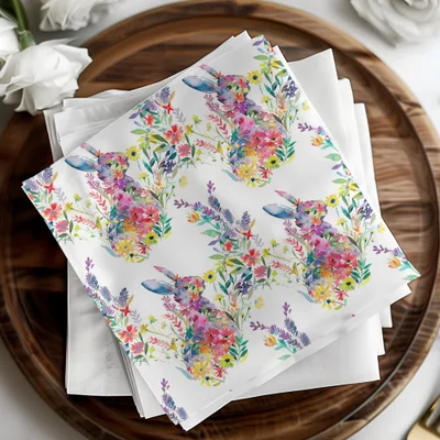 Watercolor Bunny Seamless Pattern, Floral Rabbit Design, Springtime Digital Paper, Easter Digital Download, Animal Illustration Art