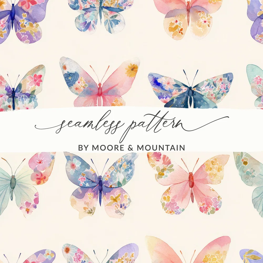 Colorful Butterfly Seamless Pattern by Moore & Mountain