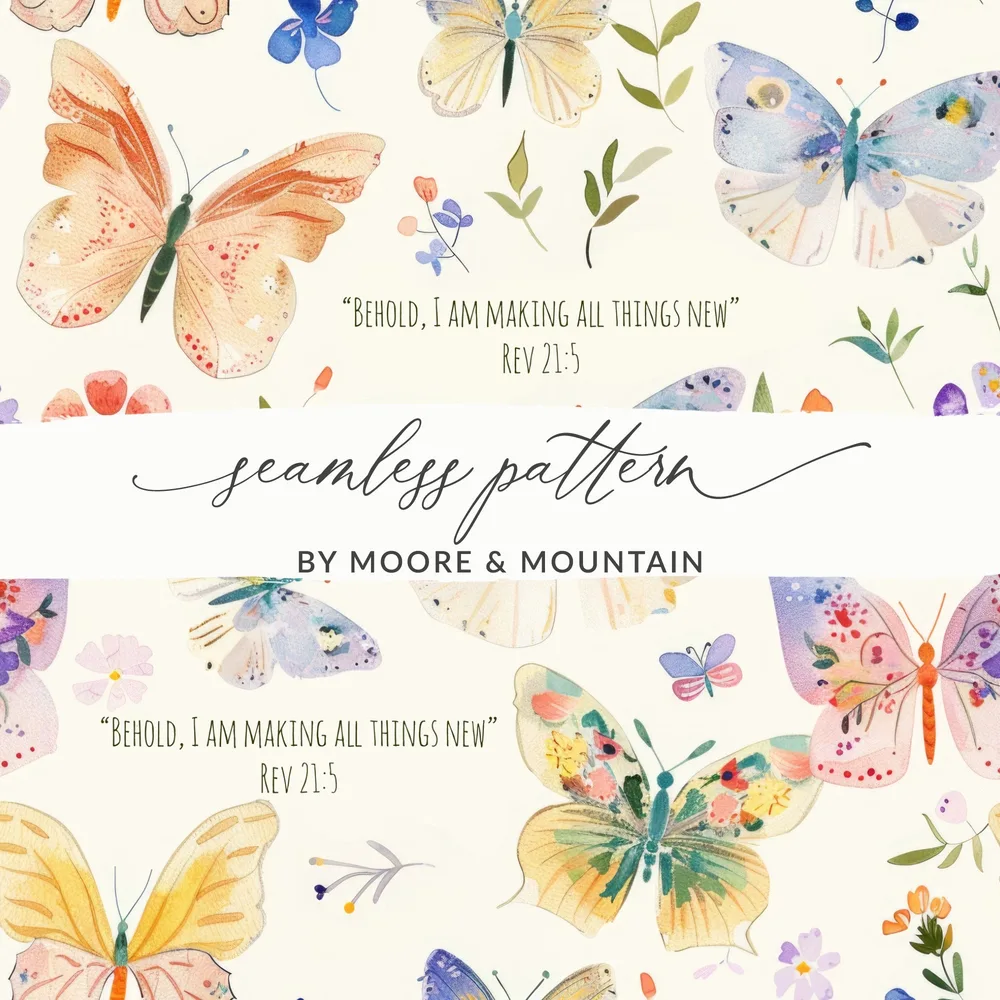 Moore and Mountain Seamless Butterfly Pattern