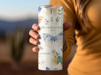 Inspirational Butterfly Design Travel Tumbler Cup