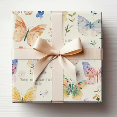 Elegant Butterfly Design Gift Wrap With Inspirational Quote