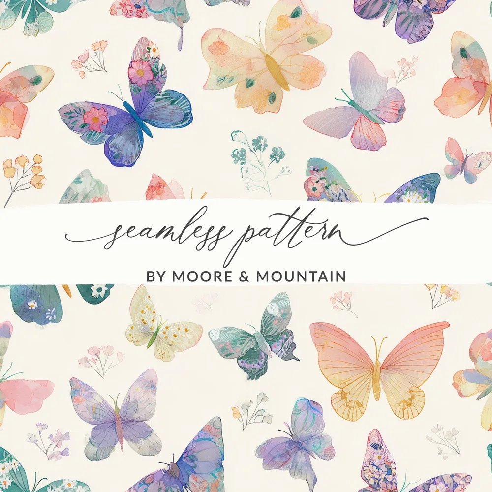 Colorful Butterfly Seamless Pattern Design by Moore & Mountain
