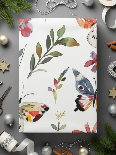 Watercolor Butterfly Pattern, Floral Digital Paper, Seamless Butterfly Print, Botanical Background, Scrapbook Paper, Fabric Design - Moore and Mountain